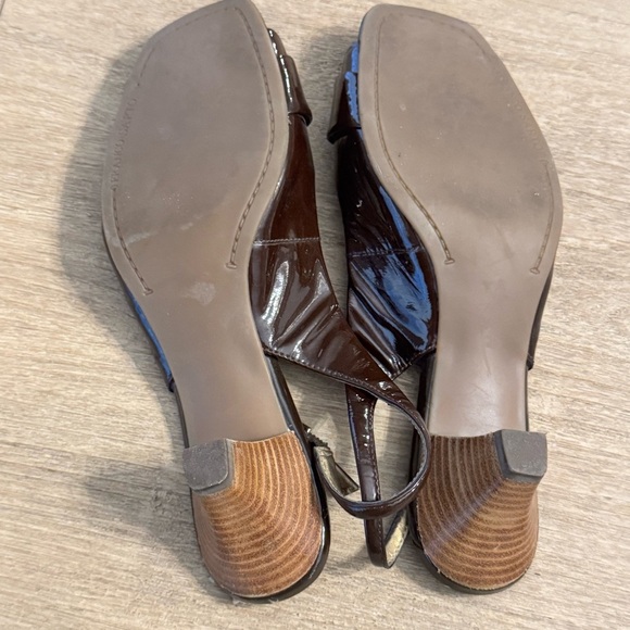 Franco Sarto Patent Leather Chocolate Brown Slingback Shoes - Size 8 - Picture 6 of 6